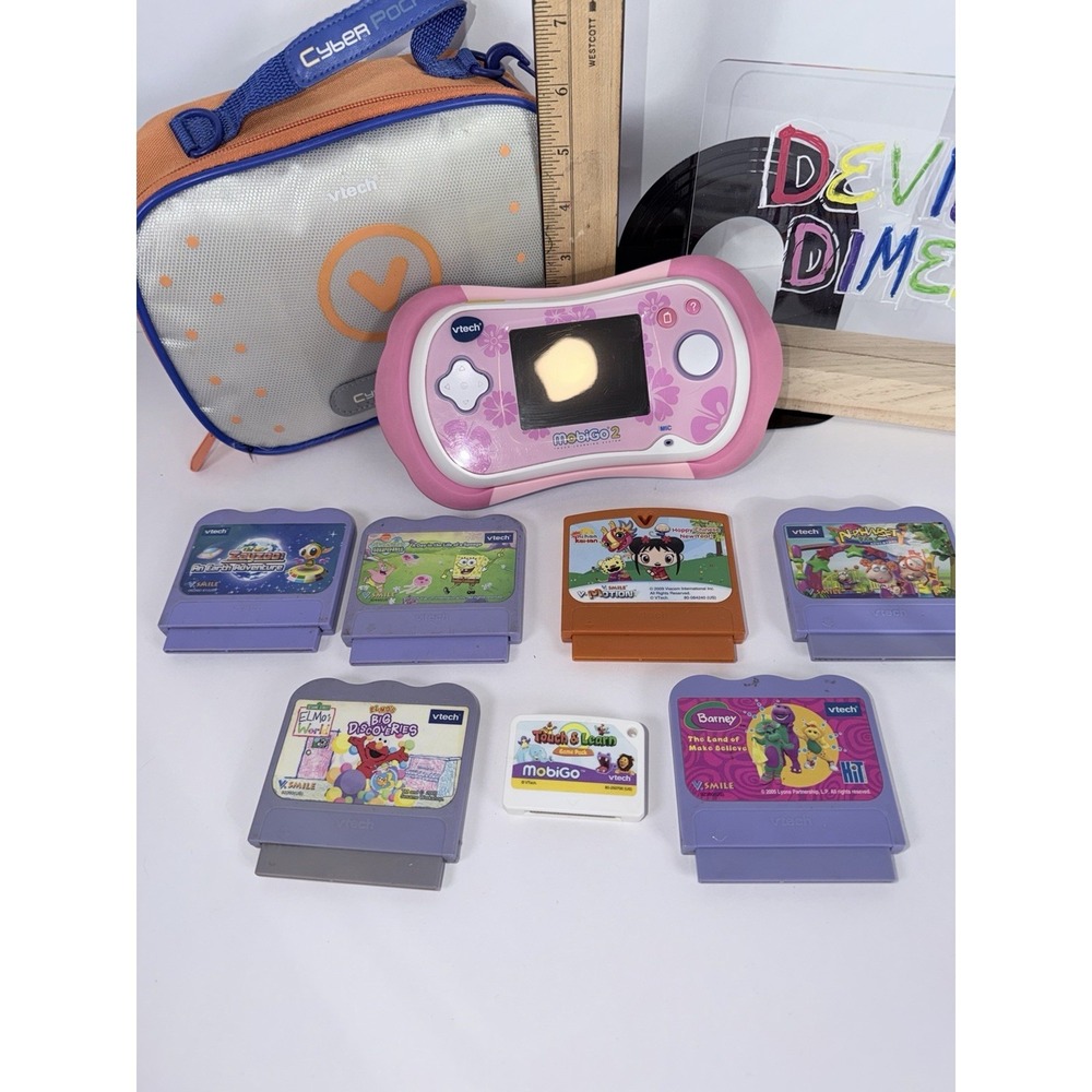 VTech V.Smile Pocket Learning System Handheld Case Games Sponge Bob Elmo Barney
